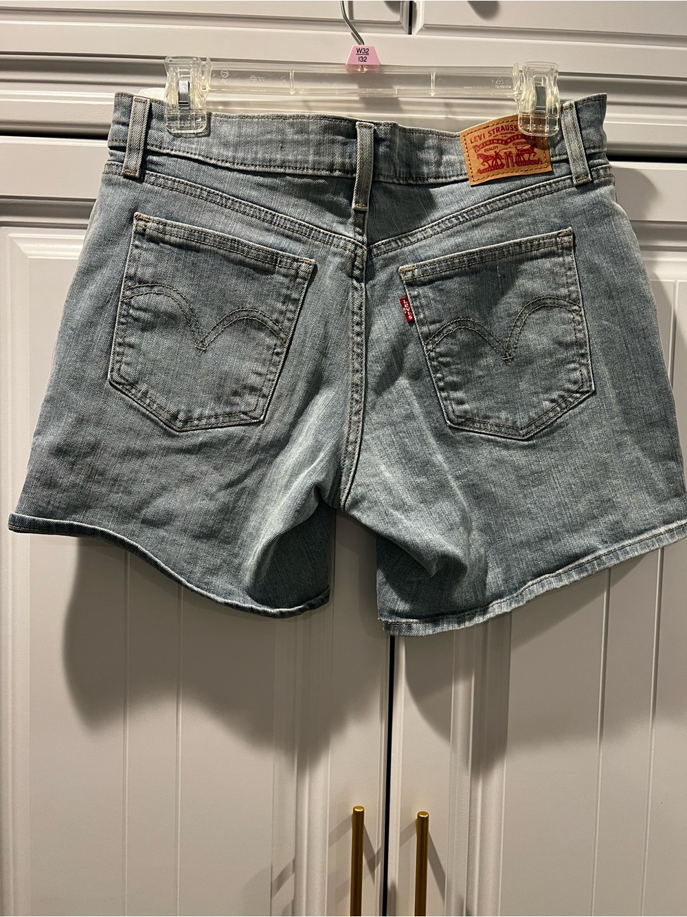 Levi's Faded Blue Distressed Denim Shorts